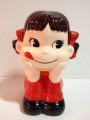 Peko 陶器人形貯金箱-紅褲